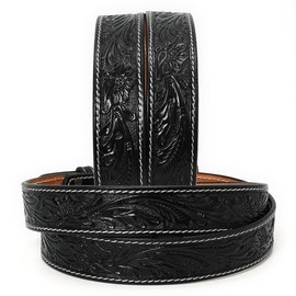 American Darling Beautifully Hand Tooled Black Genuine American Leather Belt Men and Women Western Belt with Removable Buckle