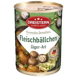 DREISTERN Meatballs Hunter Art, 540 g, Delicious Ready Meal with Meatballs in Practical Recyclable Preserve