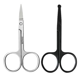 2 Pack Stainless Steel Nose & Ear Scissors, Beard & Brow Trimmers for Men & Women, Black, Silver Non-Rust Material for Precision Grooming, Beard Scissors, Eyebrow Trimmer Scissors, Brow Scissors