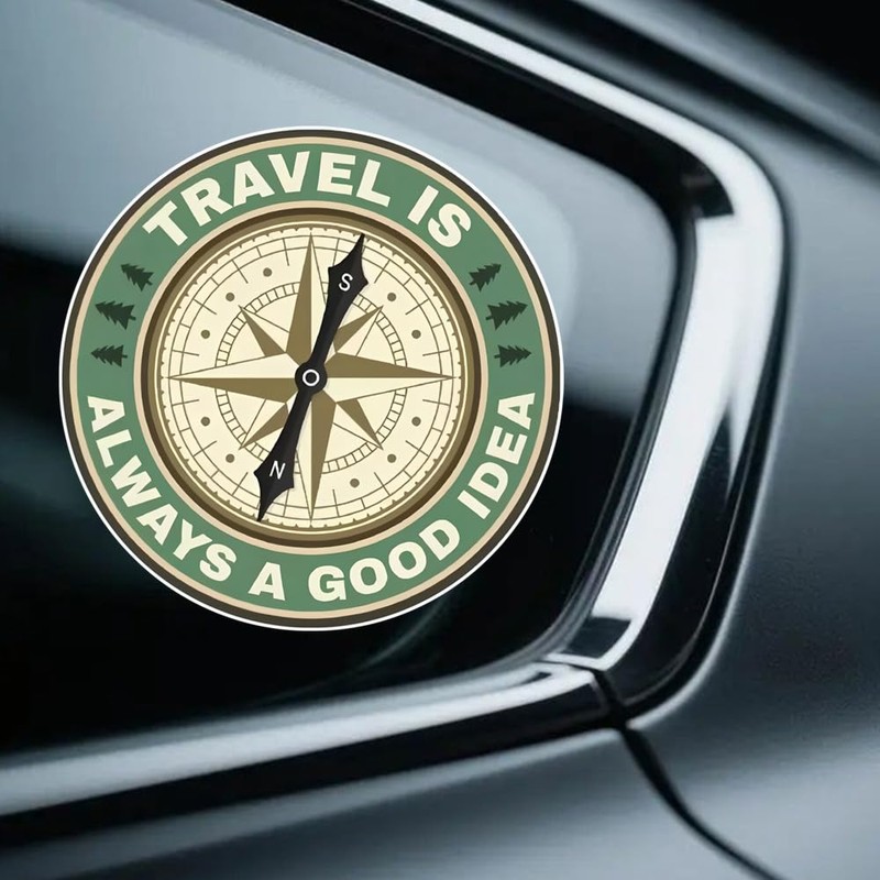 2 x 12 cm Compass Vinyl Stickers, Waterproof, Decorative for