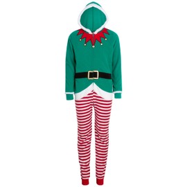 PJ's & Presents Girls Christmas Morning Outfit - One Piece Cozy Fleece Bodysuit - Cute Holiday Overalls for Girls (4-12), Size 6-6X, Green Elf