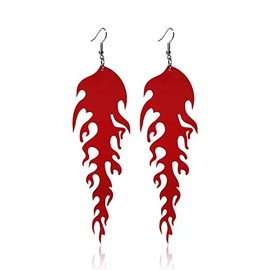 Transparent Acrylic Flame Dangle Earrings Dainty Multicolor Earrings Punk Rock Hip Hop Earrings for Women Jewelry(Red)