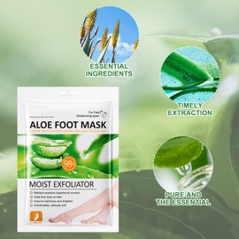4 PCS Foot Peel Mask for Hard Skin Feet Peeling Mask for Dry Skin Effectively Moisturizing Remove Foot Calluses for Foot Care Cracked Heels Dead and Dry Skin Unisex(Aloe Vera)