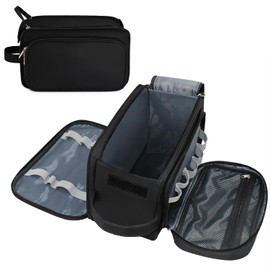 Buruis Extra Large Toiletry Bag for Men and Women, PU Leather Bags Spacious Travel Dopp Kit, Water-resistant Cosmetic Organizer Shaving Bag for Full Sized Container, Shampoo, Black