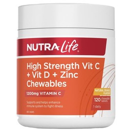 Nutra-Life Buy Nutra Life High Strength Vit C Plus Vit D Plus Zinc Chewables 120 Tablets Online