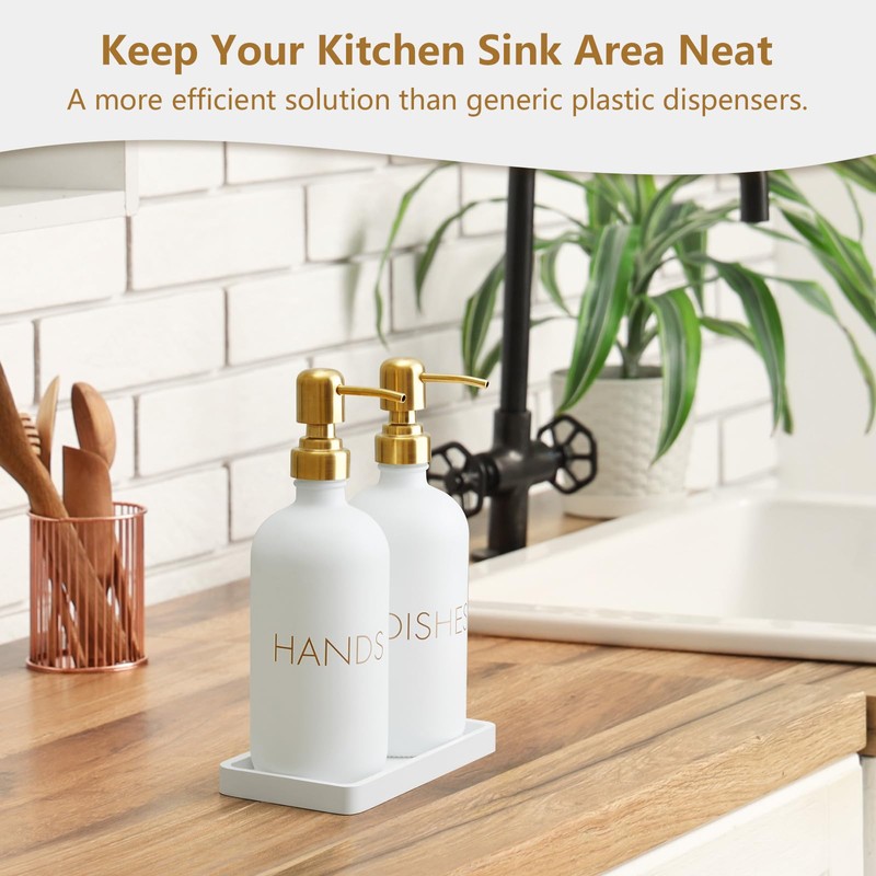 GCWSTJK Glass Dish and Hand Soap Dispenser Set - Kitchen
