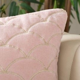 Safavieh Home Collection Roselen Pink Velvet 12 x 20-inch Decorative Throw Pillow, 12" x 20", Blush and Gold