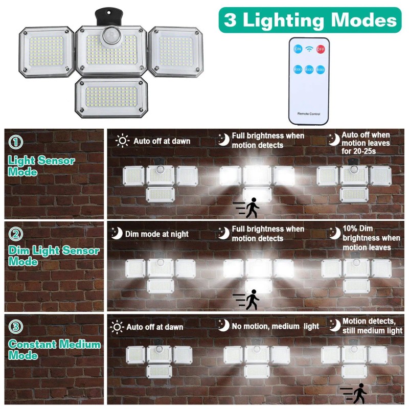 Solar Powered Outdoor Wall Lamps Motion Sensor Separate Solar Panel