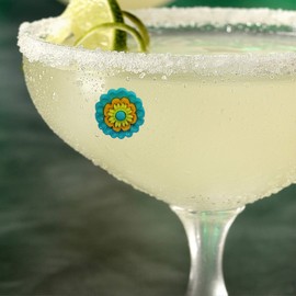 Simply Charmed Flower Sugar Skull Wine Glass Charms for Fiestas and Parties- Set of 6 Magnetic Drink Markers