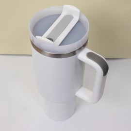 20pcs  40oz 2.0 Double Wall Stainless Steel White Sublimation Blanks Tumbler With Detachable Handle Travel Mug Cupcolor: 20pcs(white), capacity: 40OZ