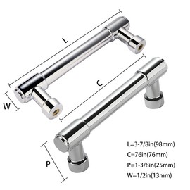 ZAUYX Solid Heavy Duty Jasper Pulls 6 Pack Polished Chrome Cabinet Pulls 3 Inch Hole Centers for Kitchen Cupboard Handles Modern Drawer Pulls Bathroom Cabinet Pulls
