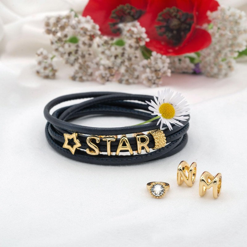 CHAMOON® Women's Star Charm Pendant 925 Sterling Silver Leather Bracelet,