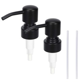 2Pcs Matte Black Stainless Steel Soap Dispenser Pump Lids Replacement Metal Dispenser Heads Liquid Shampoo Shower Gel Bottle Pumps Head for Regular 28/400 Neck Bottles