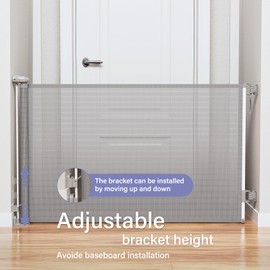 PRObebi Retractable Baby Gates Extra Wide，PRObebi Retractable Dog Gate The House Extends to 54'' Wide 34'' Tall，Gates Baby Indoor，Stair Gate Outdoor，Staris，Hallways，Doorways，Deck，Porch，C-grey (SG021)