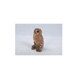 Hi-Line Gift Ltd Tawny Owl on Stump, 6.75", Brown