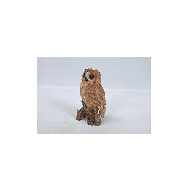 Hi-Line Gift Ltd Tawny Owl on Stump, 6.75", Brown