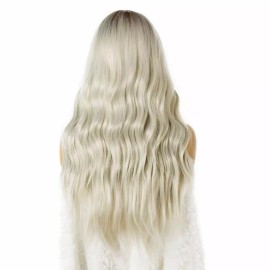 YUNKAI FORFEELS 66CM LONG PLATINUM WIG 26" WAVY BRAND NEW #6