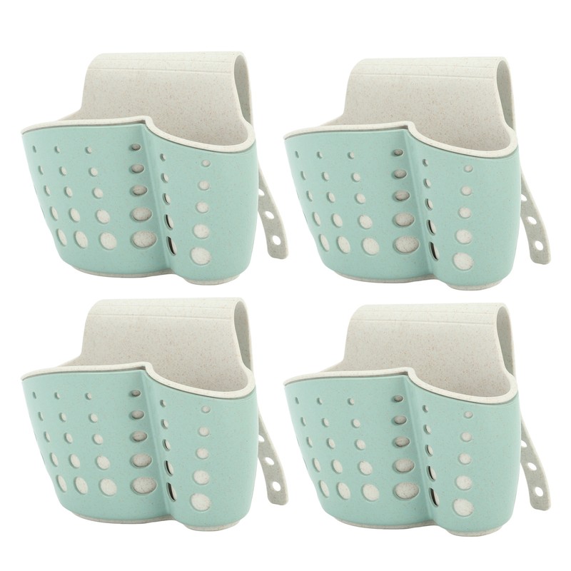 4Pcs Sink Sponge Holder PP 2 Layer Adjustable Strap Soap