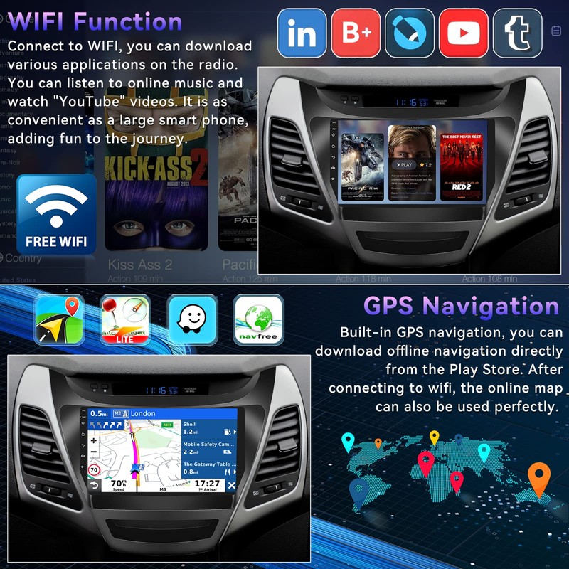 2+64G Android Car Stereo for Hyundai Elantra 2014 2015 2016