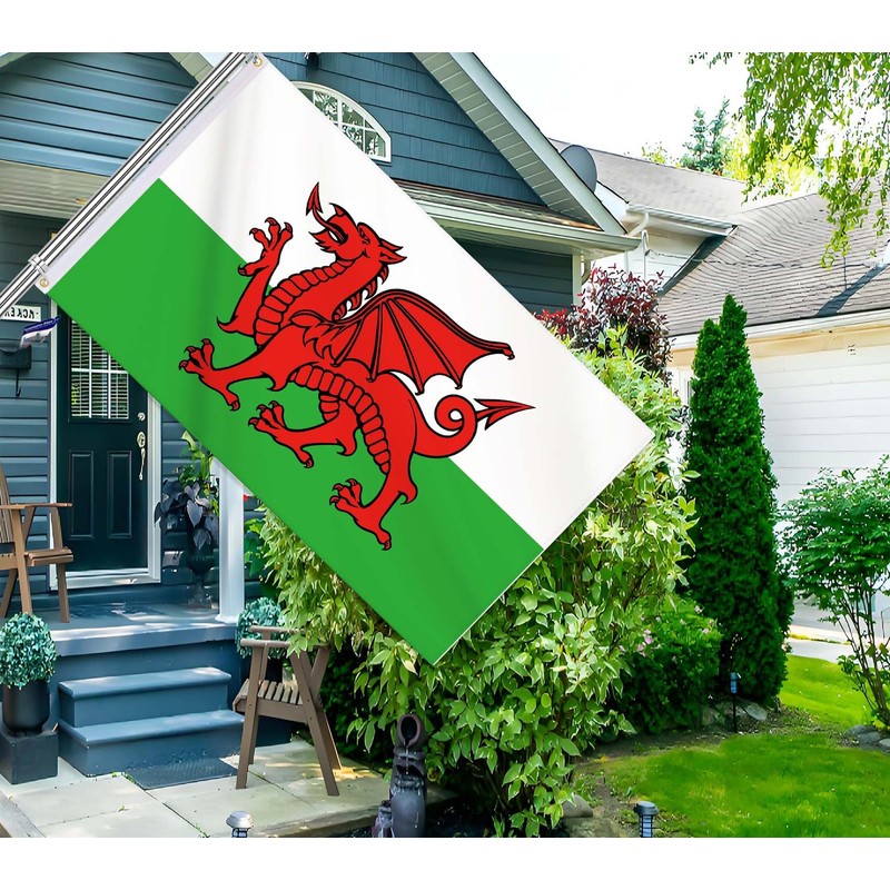 Welsh Flag,3x5 FT Wales Dragon Flag,36x60 Inch Large Digitial Double-Printed