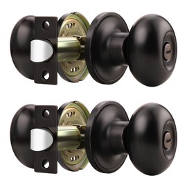 Gobrico 2 Pack Oval Oil Rubbed Bronze Door Knobs, Privacy Door Knobs for Bedroom Bathroom, Interior Door Knob Without Key, Egg Shape Keyless Door Knobs