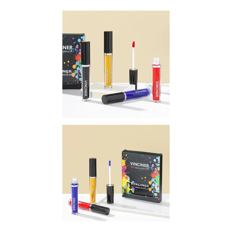 O Diy Liquid Lipstick Set 5pcs Black White Blue Yellow