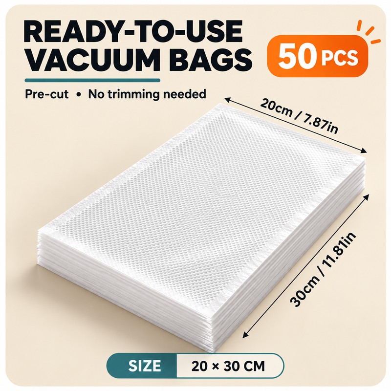 50-Pack Vacuum Food Storage Bags for Food Preservation – Reusable