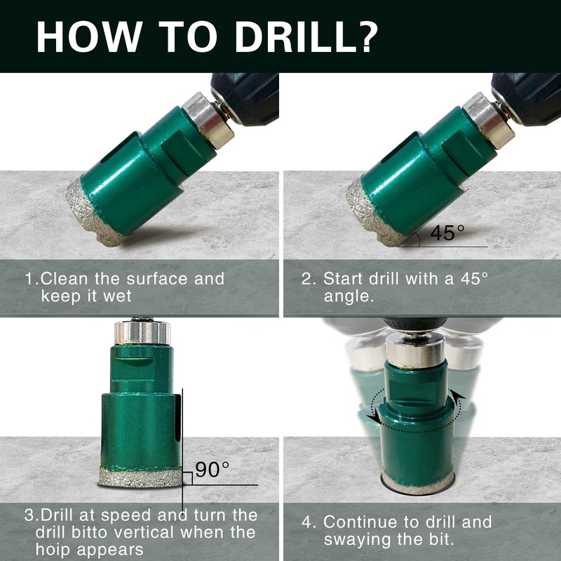 14PCS Diamond Core Drill Bits Set,6/6/8/19/25/35/51/75/100mm Tile Hole Saw+20mm Finger