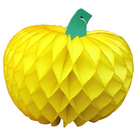 3-Pack 10 Inch Honeycomb Tissue Paper Pumpkin Decoration (Yellow)