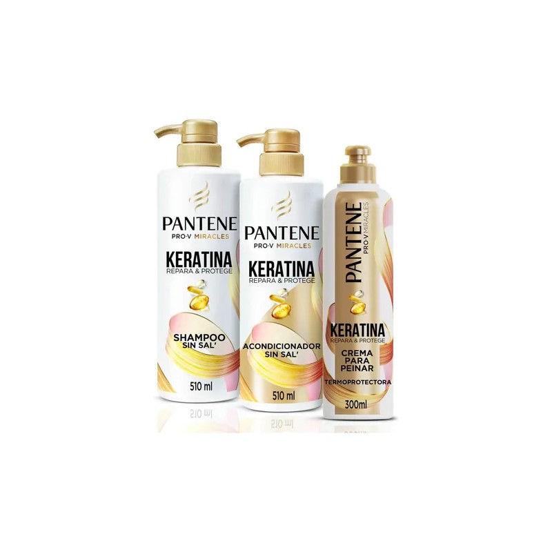 Kit Pantene Keratina Pro Shampoo Acondicionador Crema