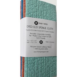 Trendy Tripper Earth-Friendly Reusable COMPOSTABLE Hand Dyed ECO Sponge Cloth | AKA Swedish Dishcloth | Asst Dark Colors and Packages (4-Pk Dyed 1 Each: Bordeaux/Cobalt/Rustic Green/Terracotta)