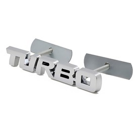 1X Metal Turbo Grille Front Emblem 3D Badge Sticker Replacement for Universal Cars (Silver)