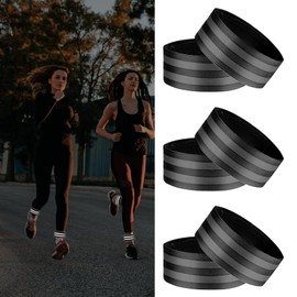 JIYIN Pack of 6 Bicycle Trouser Clips, Elastic Reflective Band Reflectors for Clothing, Reflective Bands with Velcro Fastening, Trouser Protection, Bicycle for Jogging, Outdoor, Hiking (Black)