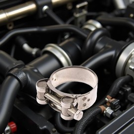 Silver Exhaust Clamp Stainless Steel Exhaust Band Clamp Replacement for Motorcycle Water Hose Car Automotive Replacement Exhaust Clamps (48-51mm)