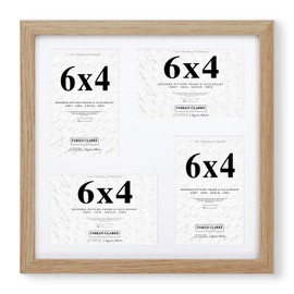 Fabian Clarke London Oak 12x12” Square Picture Frame Multi Aperture with White Mount that Holds 4x 6x4” Photos Pictures Includes Glass Front