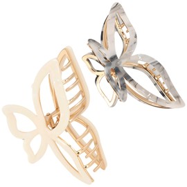 MOTIBACK 2Pcs Large Butterfly Claw Clip – Stylish Claw Clip for Women & Teens, Durable Acetate Metal Claw Clips for Thick Hair, Non-Slip Hair Grip for Everyday Use, Fashionable Cute Hair Accessories