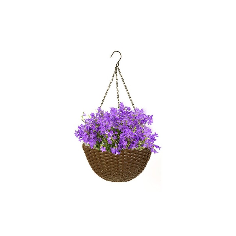 14" Resin Woven Hanging Basket, Espresso Brown, Hangings Basket