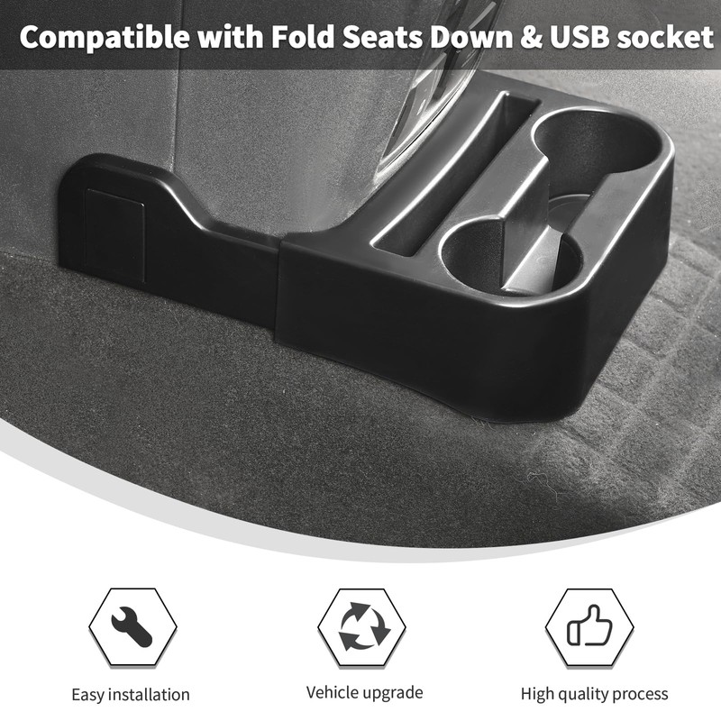 Linskip Rear Seat Cup Holder + Chargering Slot Organizer Compatible
