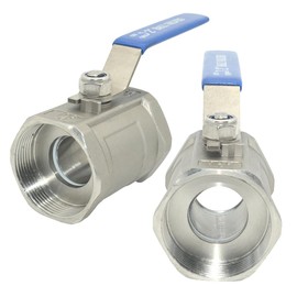 VARMHUS 2PCS 2" Stainless Steel 304 Ball Valve 1Pc Type NPT Female Threaded with Heavy Duty Blue Vinyl Insulation Handle,CF8M Ristricted Flow,1000 WOG (2PCS 2")