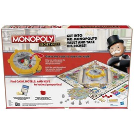 MONOPOLY Secret Vault Board Game for Kids Ages 8 and Up, Family Board Game for 2-6 Players, Includes Vault