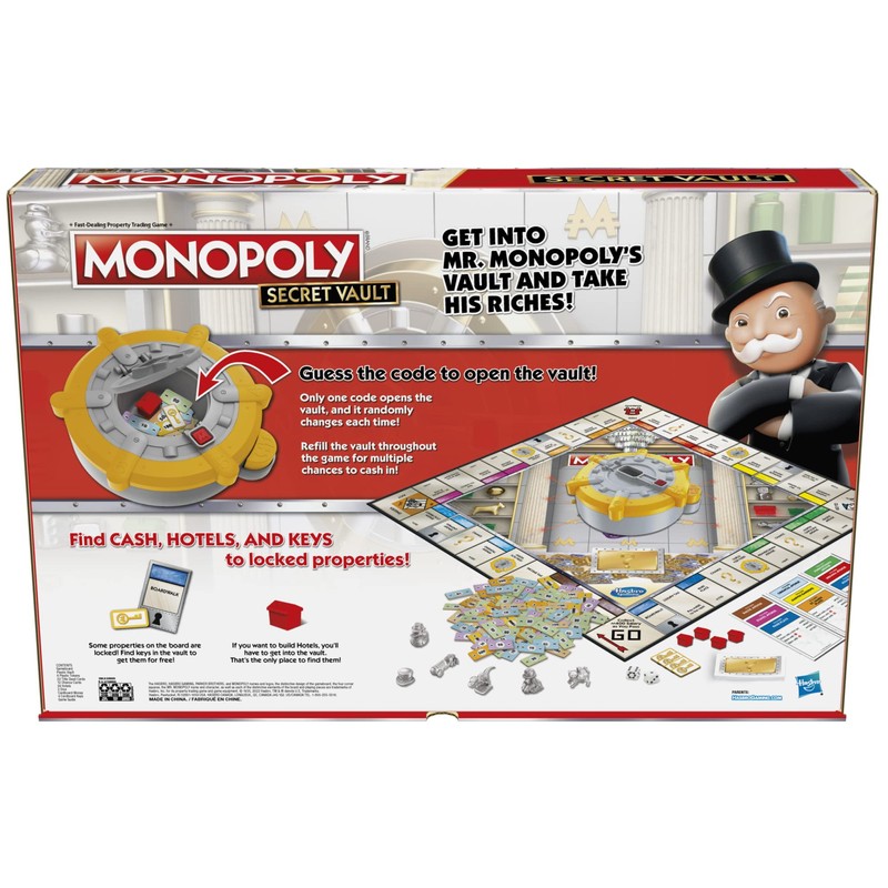 MONOPOLY Secret Vault Board Game for Kids Ages 8 and