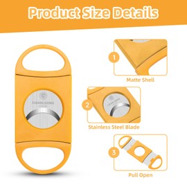 Cigarmoon Cigar Cutter,Double Blade Cigar Guillotine for a Precise 62-Ring Gauge Cut (Yellow)
