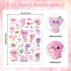 Papiailove Tornado Temporary Tattoos Stickers - Pink Tornado Tattoo Stickers for Kids, Birthday Party Favors Goodie Bag Fillers Supplies Decorations, Classroom School Prizes Rewards Gifts(6 Sheets)