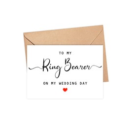 To My Ring Bearer On My Wedding Day Card - Wedding Day Card - Family Of The Bride Or Groom Cards - Wedding Party Card - Calligraphy Card Ring Bearer Wedding Day - Thank You Wedding Card
