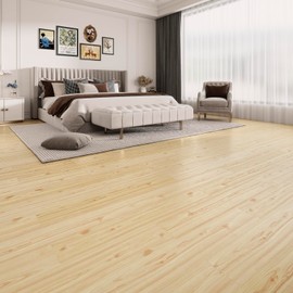 54 Sq. Ft Floor Tiles Peel and Stick Vinyl Floor 36 x 6 inch Luxury Self Adhesive Waterproof Flooring Planks DIY for Kitchen, Living Room, Shops, RV, Wood Look Plank, 36-Pack, Light Brown