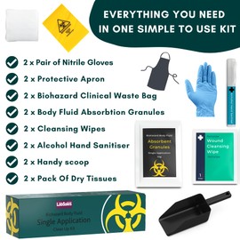 Labsales Wall Mountable Biohazard Spill Clean up kit, Body Fluid Emergency Kit for Vomit, Blood, Sick Urine and Mucus, Bright Stand Out Case Made from 100% Recycled Plastic, Case of 2 Kits