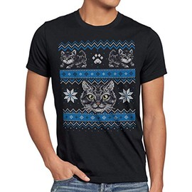 style3 Kitten Christmas Jumper Men's T-Shirt Cat Velvet Paw X-Mas Jumper Christmas Tree, black