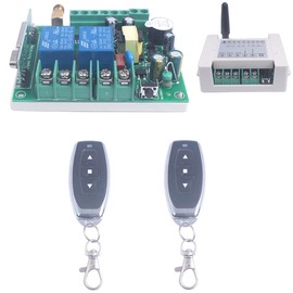AC 85V 110V 120V 220V 250V 2 Channel Motor Forwards and Reverse Remote Switch Motor Remote Control Switch 433MHz Wireless switches Transmitter with Receiver Learning Code (Black 2X Control 433Mhz)