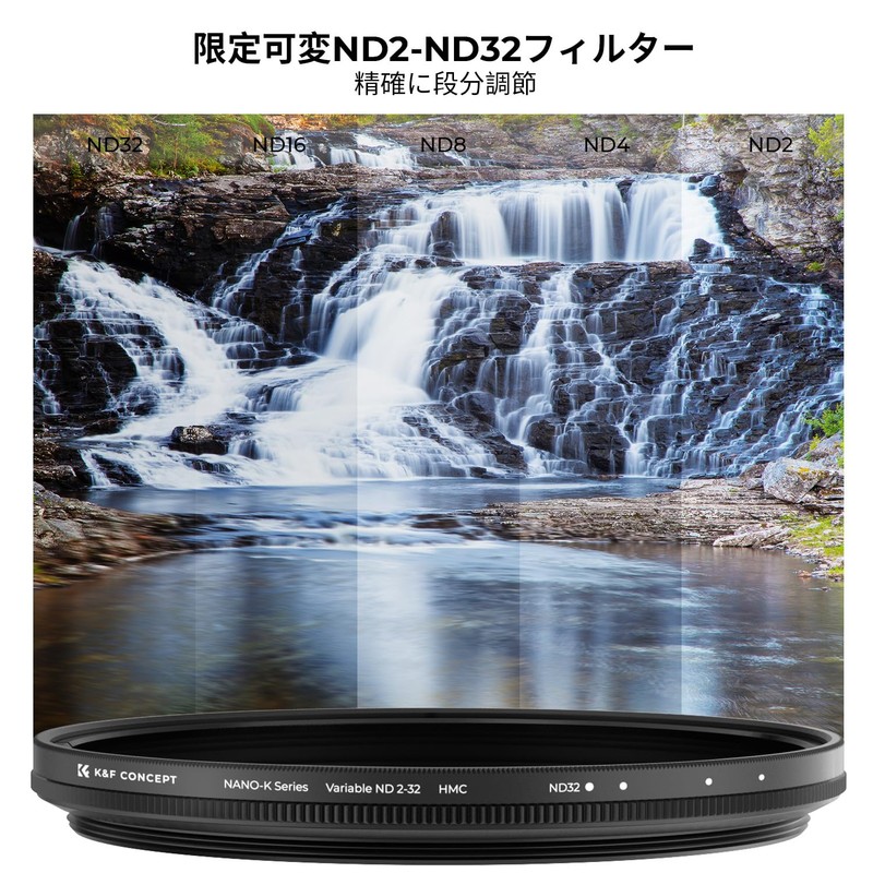 K&F Concept 77mm Variable ND Filter, ND2-ND32, 5-Level Dimming, X-ray
