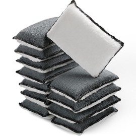 12 Pcs Scrubbing Sponge 5'' x 3'' Scrubbers for Cleaning Dishes Scrub Pads Detailing Household Cleaning Sponges for Leather Car Seat Couch Cleaning